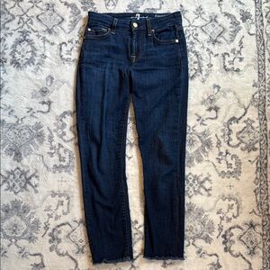 7 for All Mankind Cropped Jeans Skinny Rich Indigo Stretch Denim Kimmie Crop 23